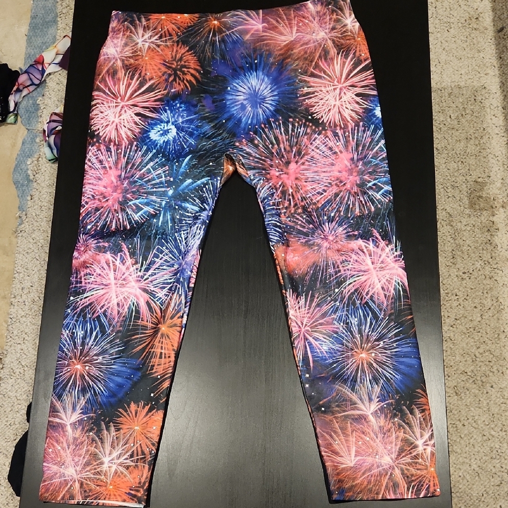 No Boundaries Fireworks Print Leggings - Multicolor